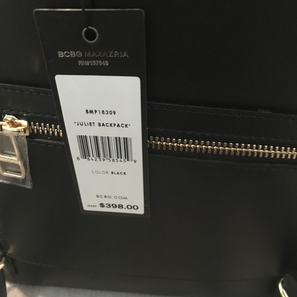 NWT BCBG Black Juliet Leather Backpack - Picture 4 of 8